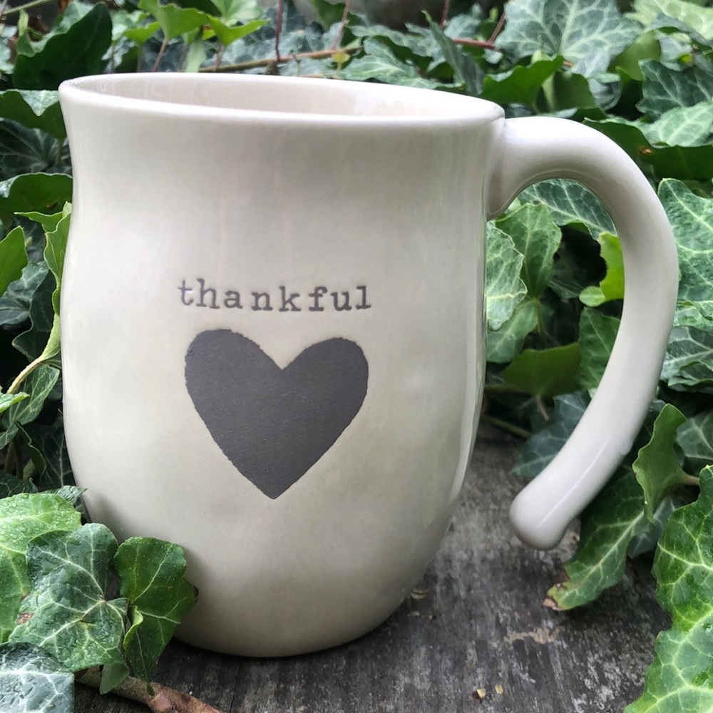 ❤️ Demdaco Coffee Tea Cup Mug thankful Heart Ceramic